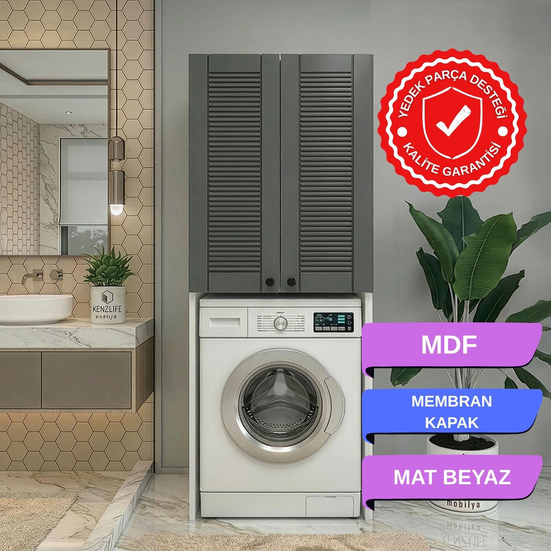 Kenzlife membran çamaşır-kurutma-bulaşık makinesi dolabı mahidevran gribyz panjur 180*70*60 mebran kapak MDF gövde