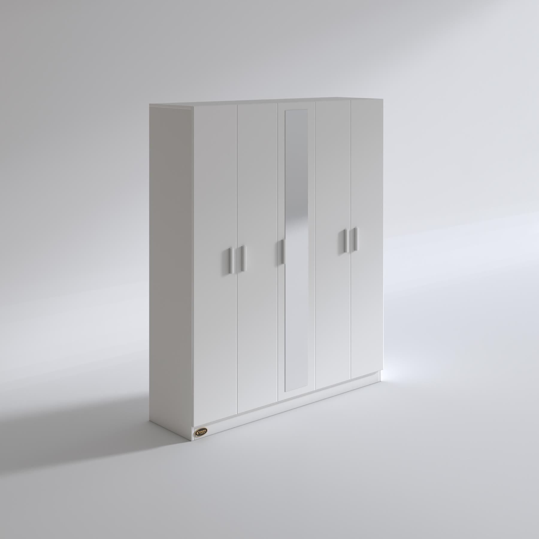 Kenzlife gardırop 5 kapılı 150 lilyum byz 180*150*42 aynalı gardolap dolap
