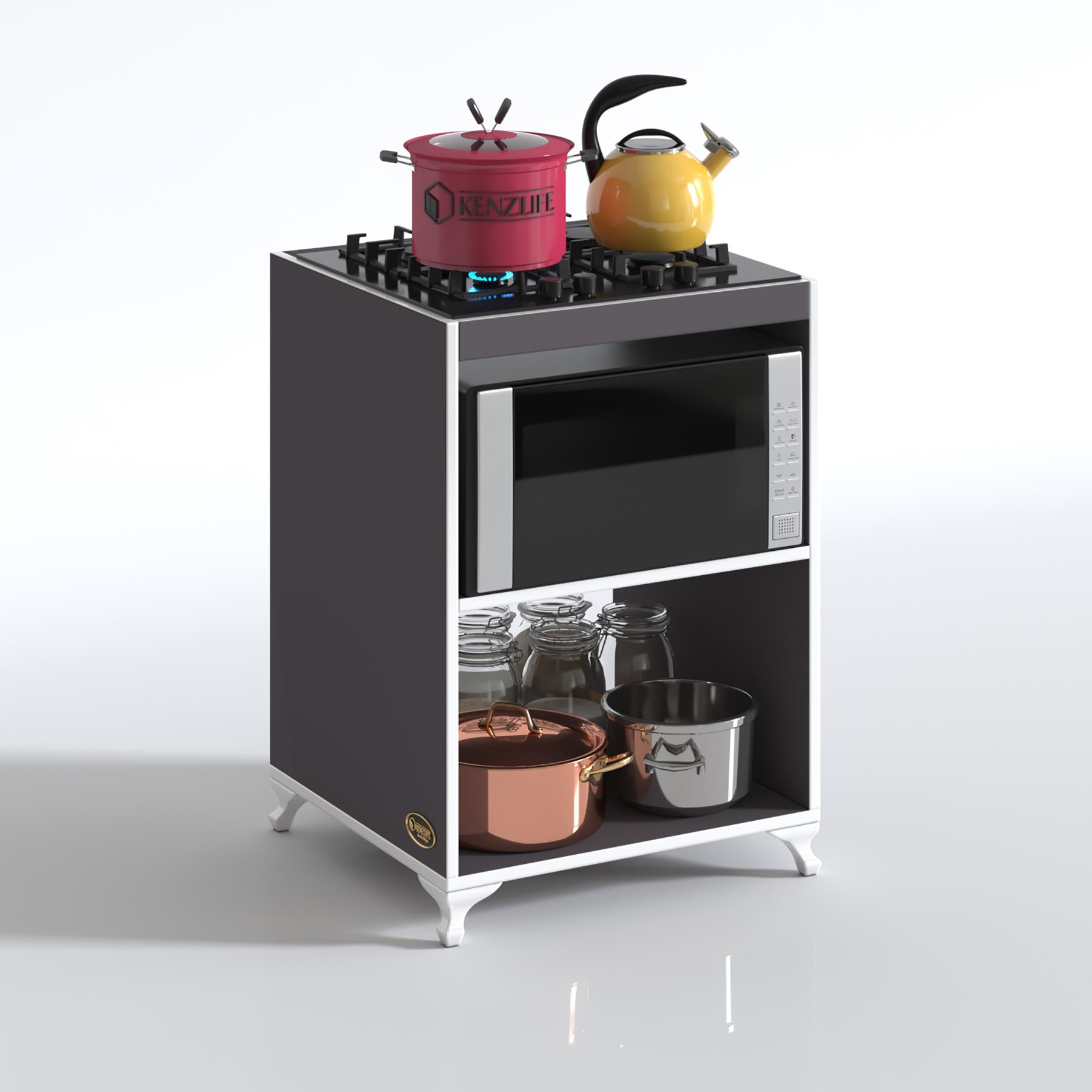 Kenzlife ocak dolabı figen gri 85*60*57 mutfak modül mini fırın  ankastre ocak için