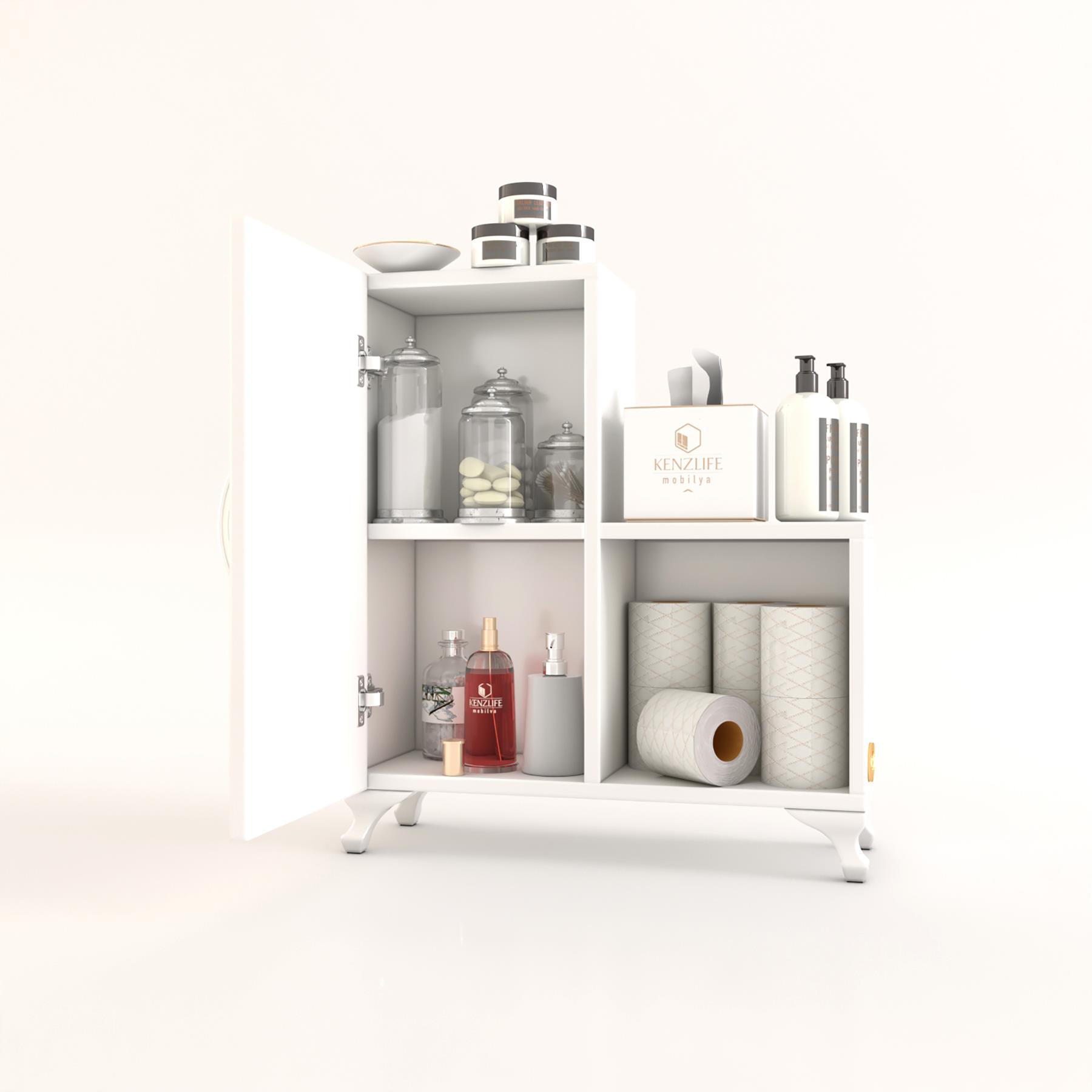 Kenzlife banyo dolabı alev byz 068*060*32 ofis hazır mutfak kiler banyo kitaplık arkalıklı