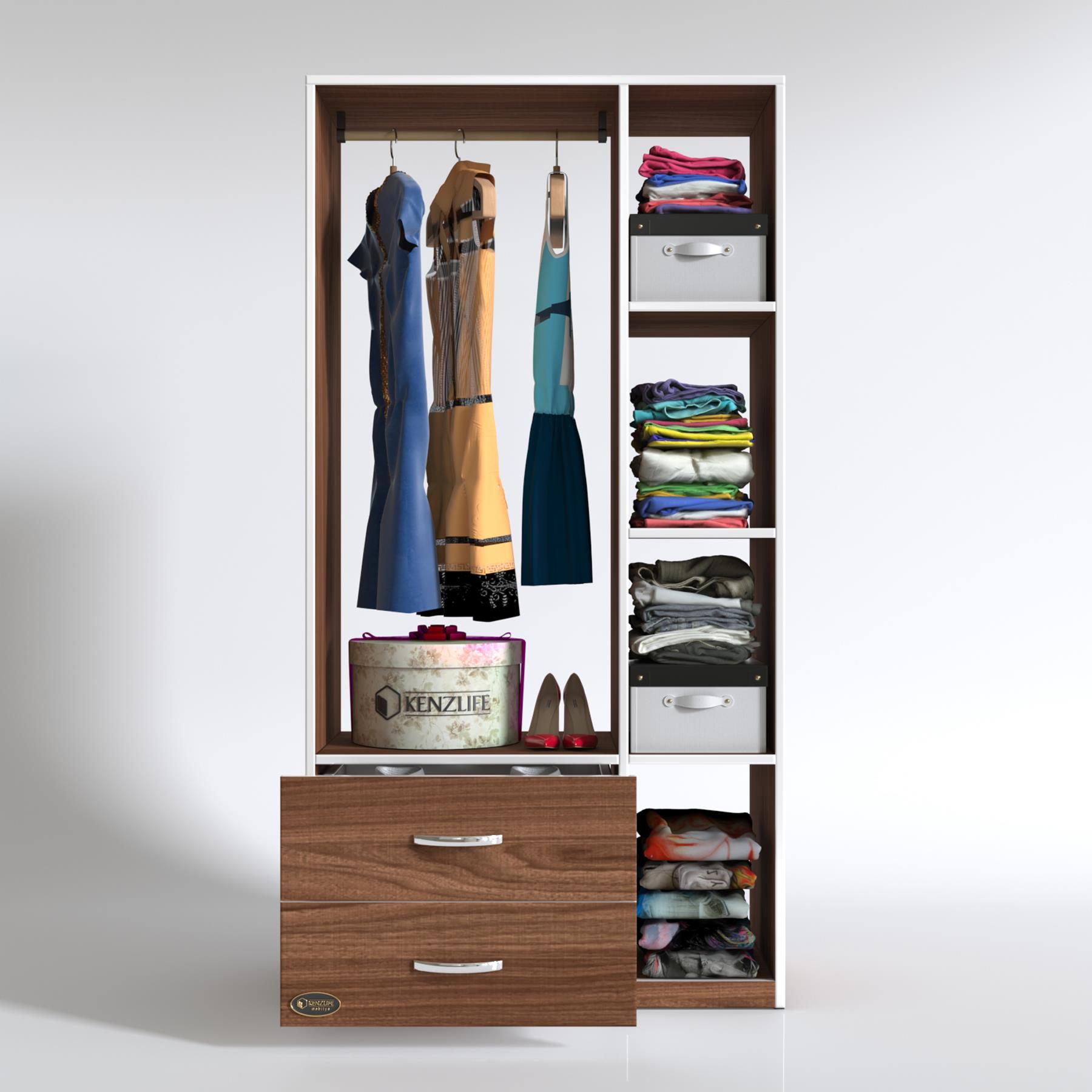 Kenzlife giysi dolabı hülagü 175*90*40 cvz gardırop 2 çekmeceli