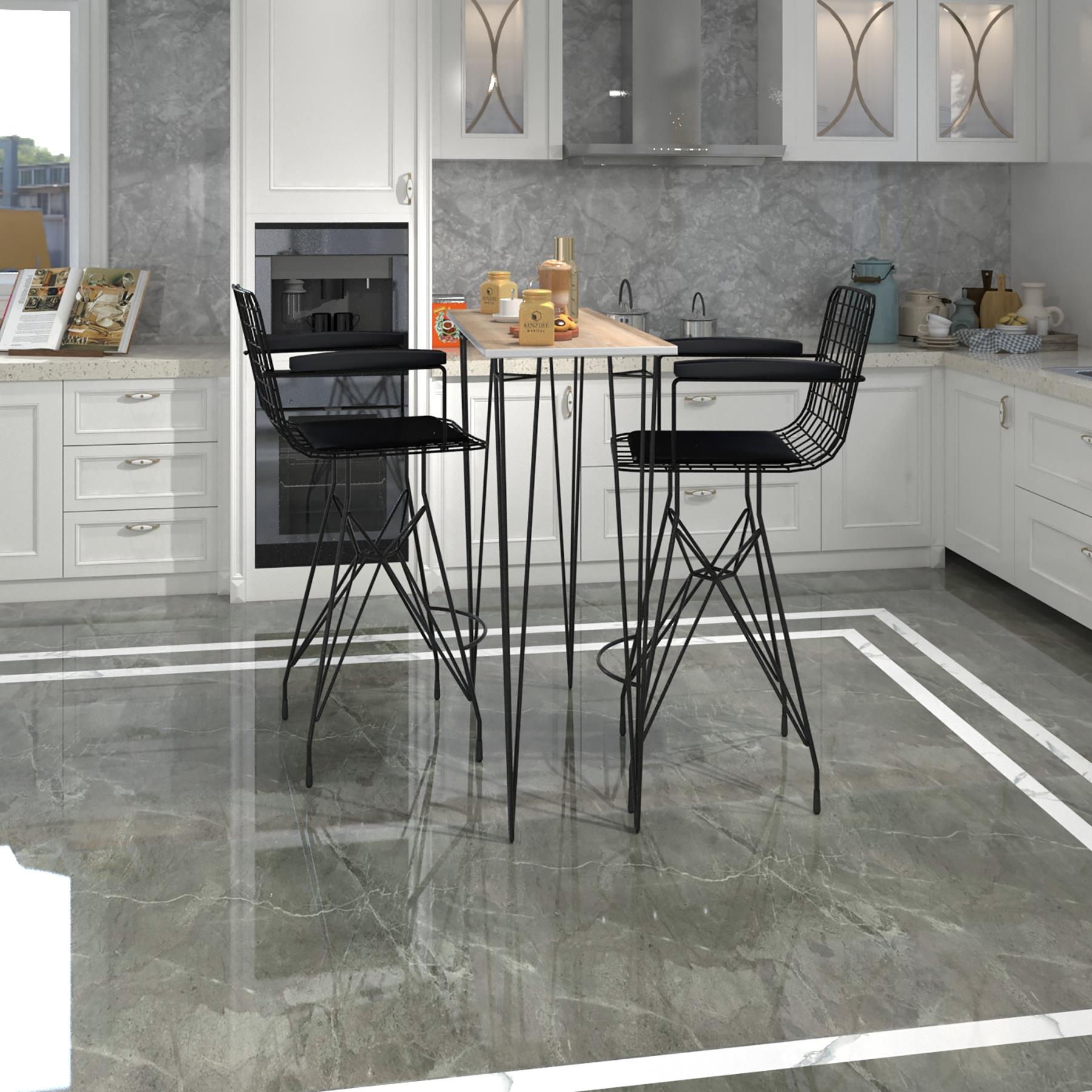 Knsz masa sandalye takımı hem105zengin crdsyh 100*040 2 sandalye syhsyh kolçaklı