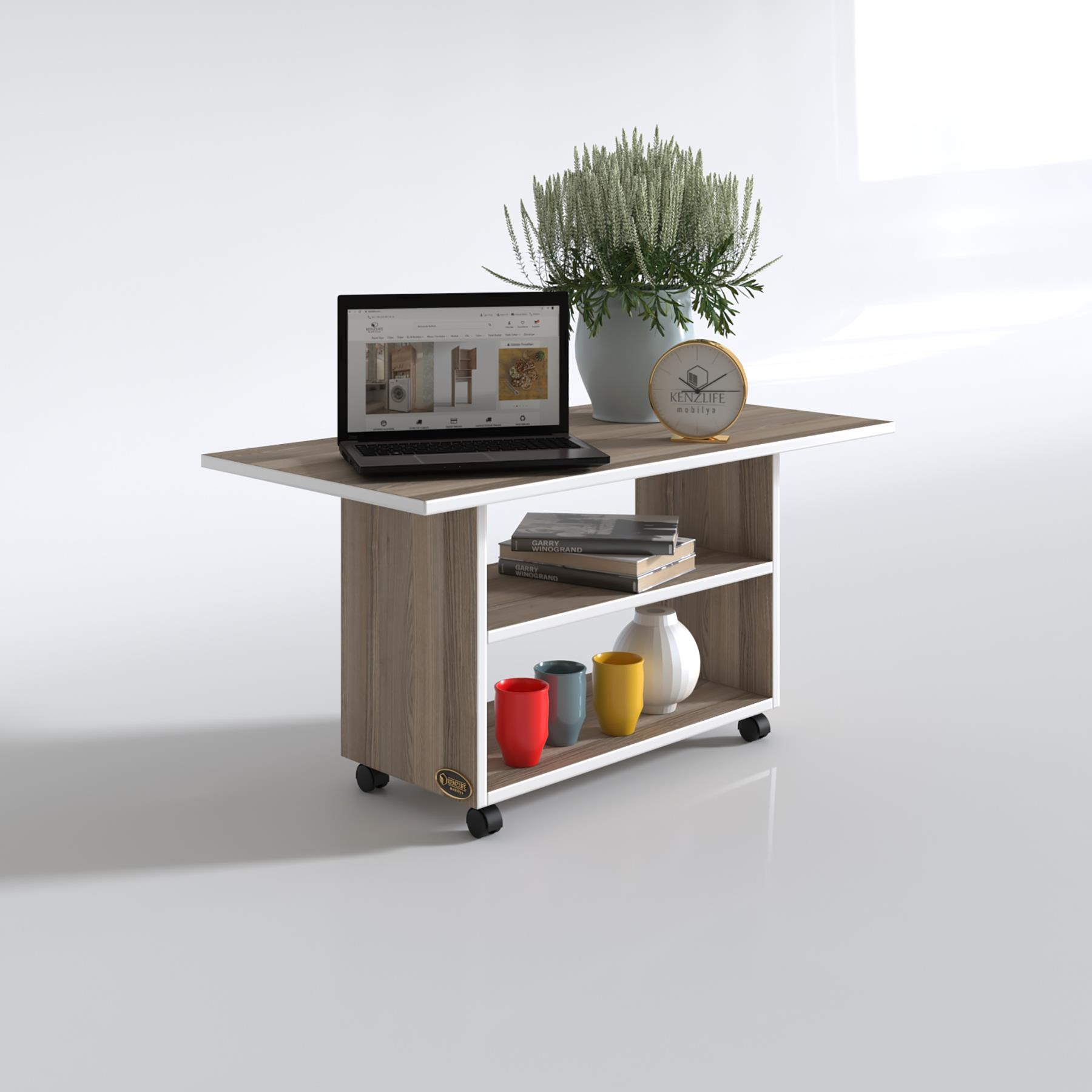 Kenzlife orta salon sehpası atina crd 075*070*50 tekerlekli yemek masası