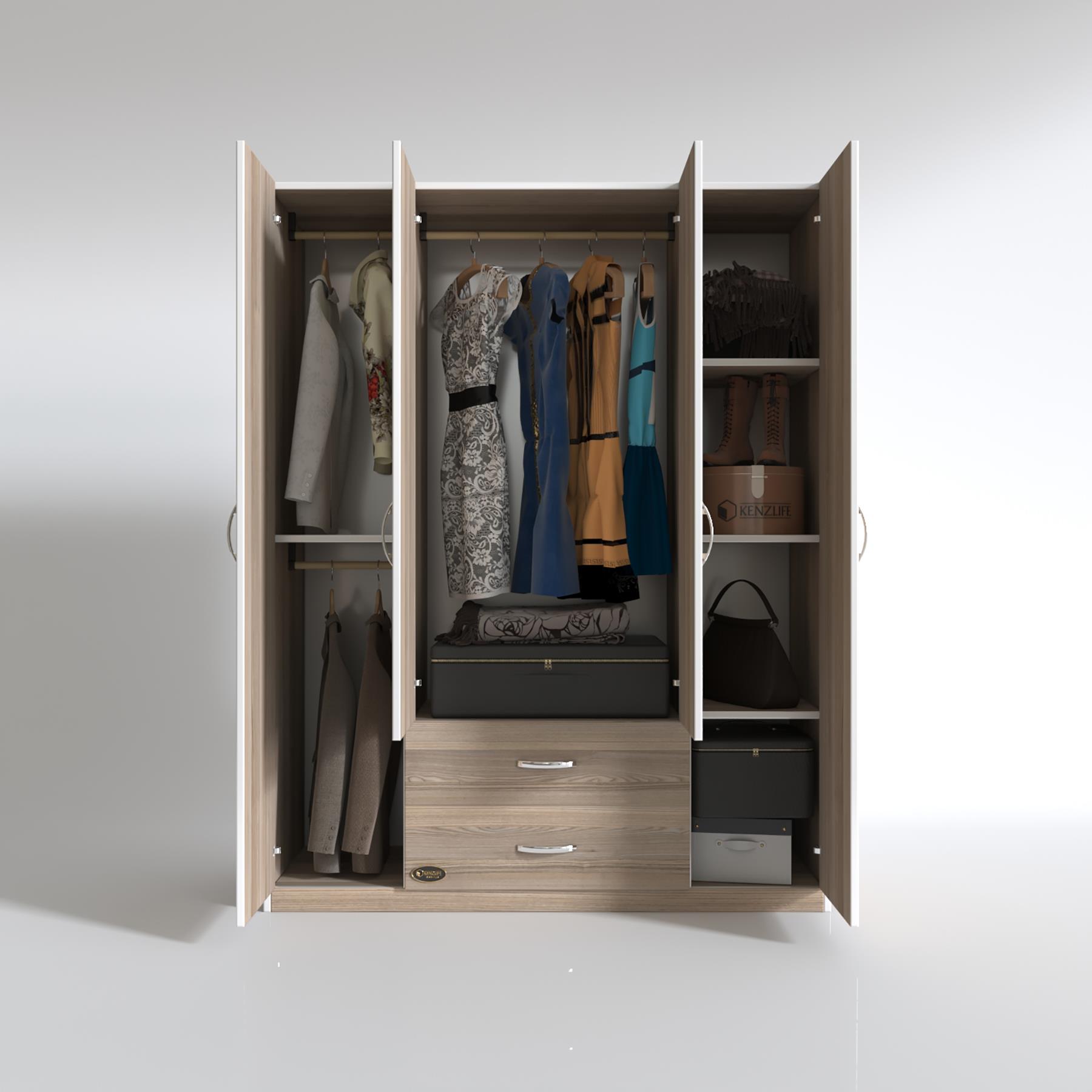 Kenzlife gardırop 4 kapılı 2 çekmeceli deligül 180*160*52 crd XLARGE kapaklı gardolap dolap