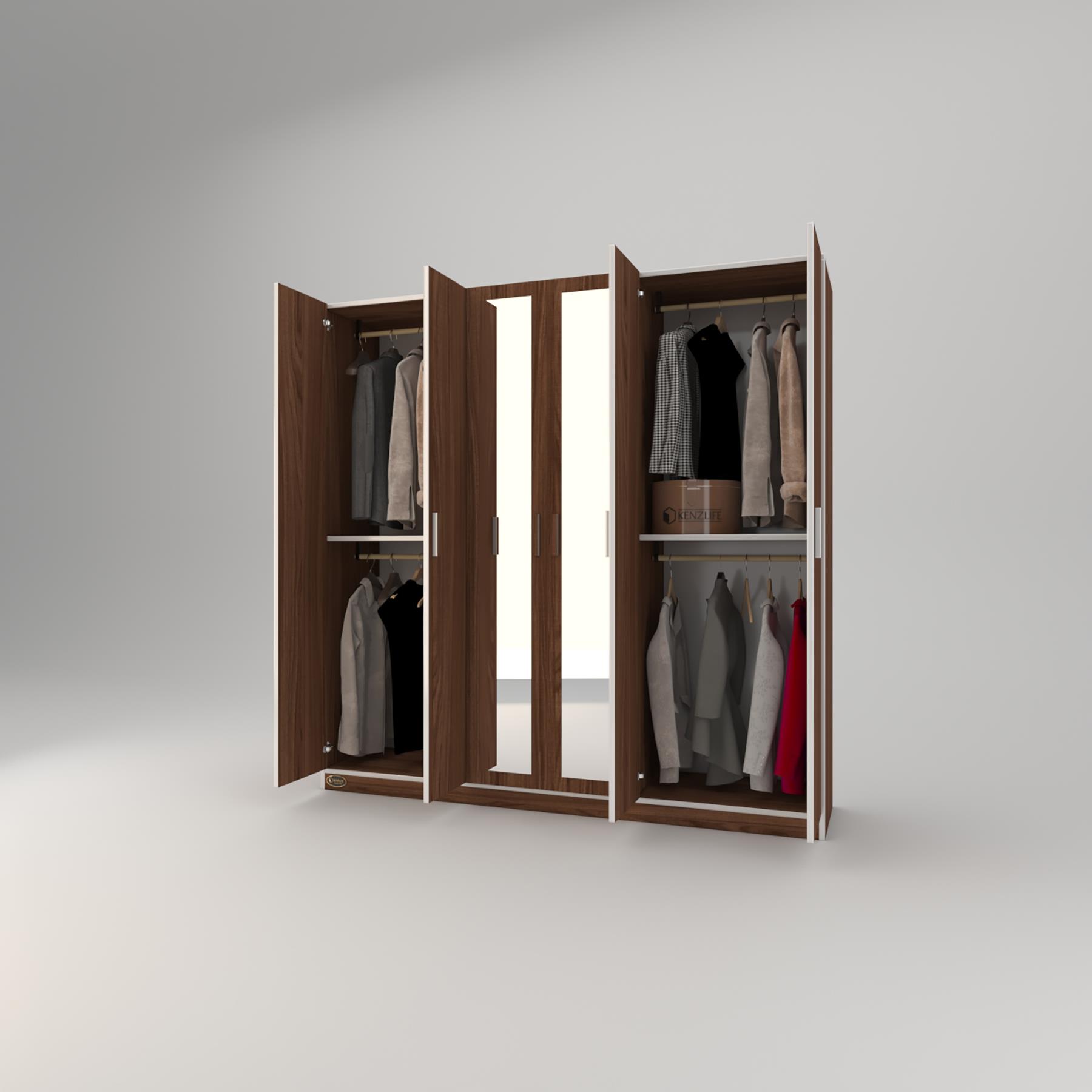 Kenzlife gardırop 6 kapaklı kapılı anemon 180*180*42 cvz aynalı gardolap dolap